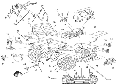 Part Location Diagram of B7659-4519 Power Wheels Front Axle